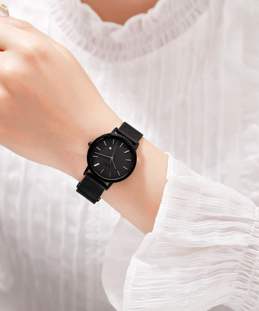 SKMEI Watches for Women Analog Quartz Minimalist Simple Dress Rose Gold Women Slim Thin Watch Mesh Band Waterproof Watches Fashion Ladies Wrist Watch with Date