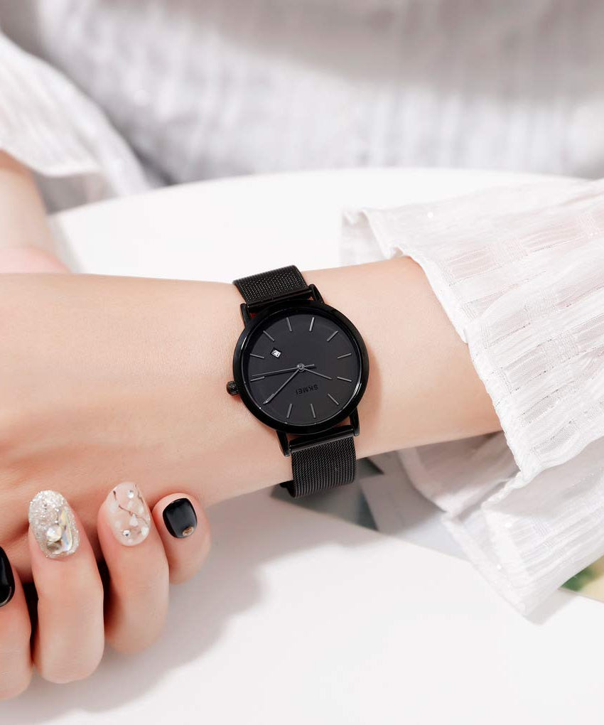 SKMEI Watches for Women Analog Quartz Minimalist Simple Dress Rose Gold Women Slim Thin Watch Mesh Band Waterproof Watches Fashion Ladies Wrist Watch with Date