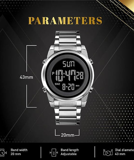 SKMEI Men's Digital Business Watch - 1611 (silver black)