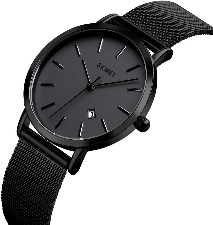 SKMEI Watches for Women Analog Quartz Minimalist Simple Dress Rose Gold Women Slim Thin Watch Mesh Band Waterproof Watches Fashion Ladies Wrist Watch with Date