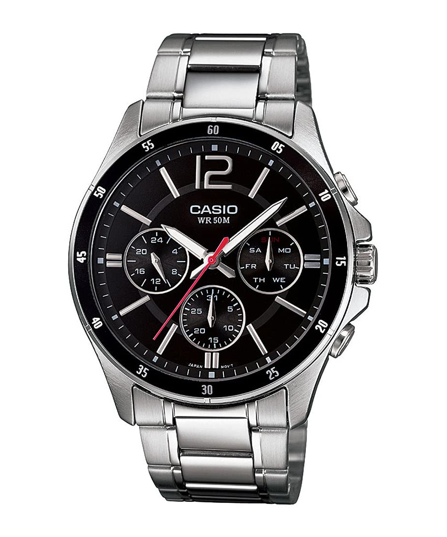 Casio Men's Dial Stainless Steel Band Watch - MTP-1374D-1AVDF