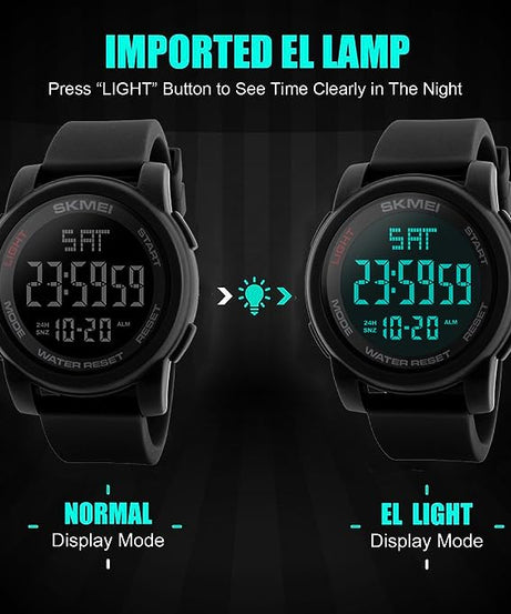 SKMEI Men's Digital Sports Watch 1257 - 50 mm - Black