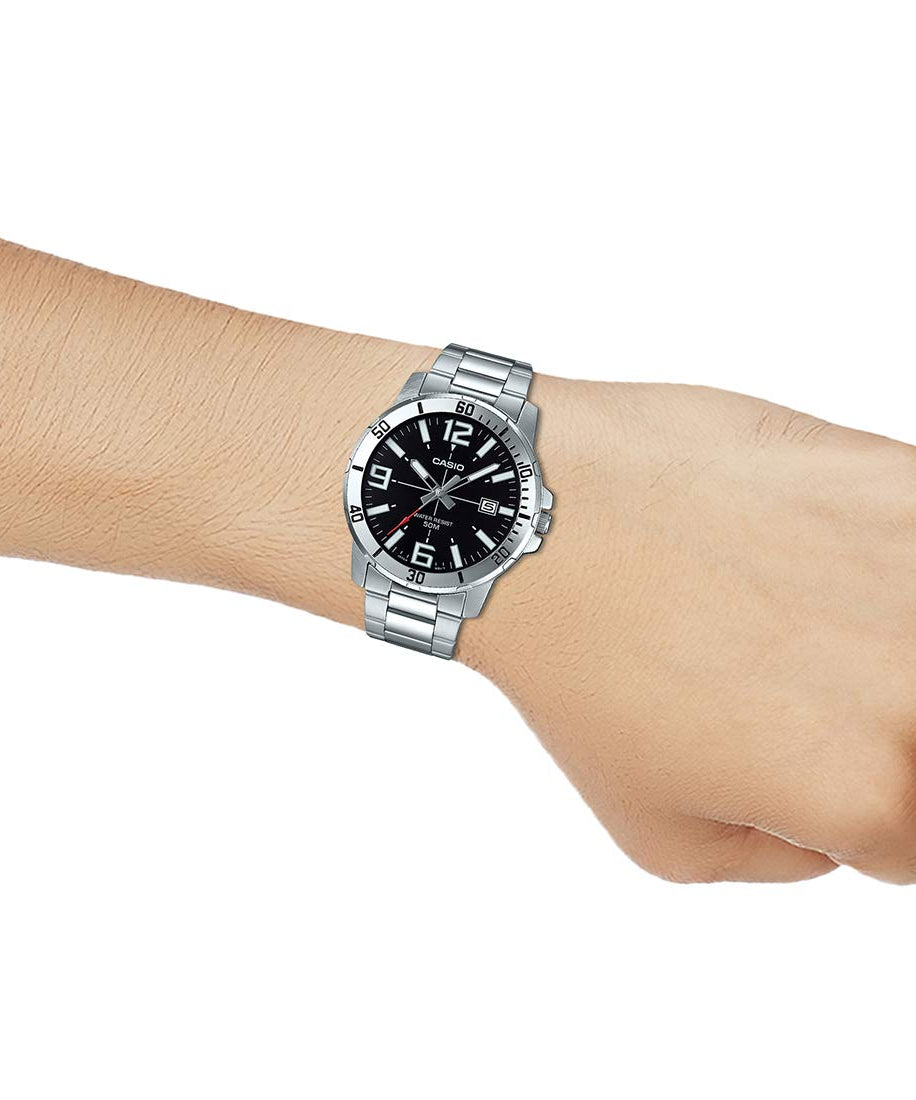 Casio Men's Dial Stainless Steel Band Watch - MTP-VD01D-1BVUDF