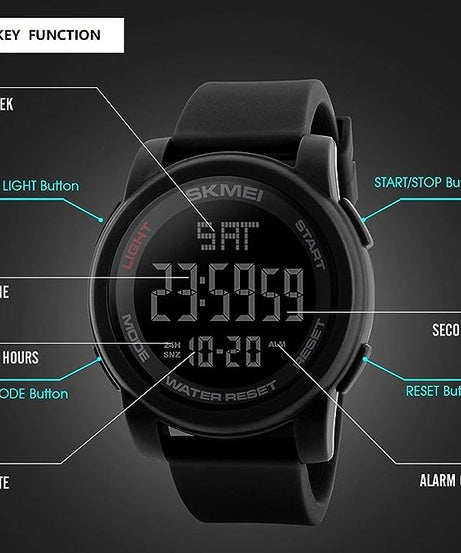 SKMEI Men's Digital Sports Watch 1257 - 50 mm - Black