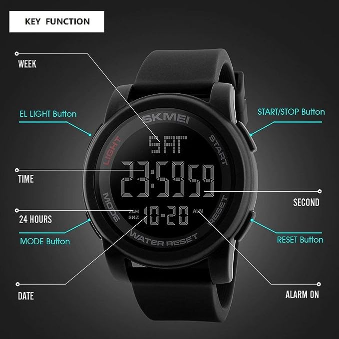 SKMEI Men's Digital Sports Watch 1257 - 50 mm - Black