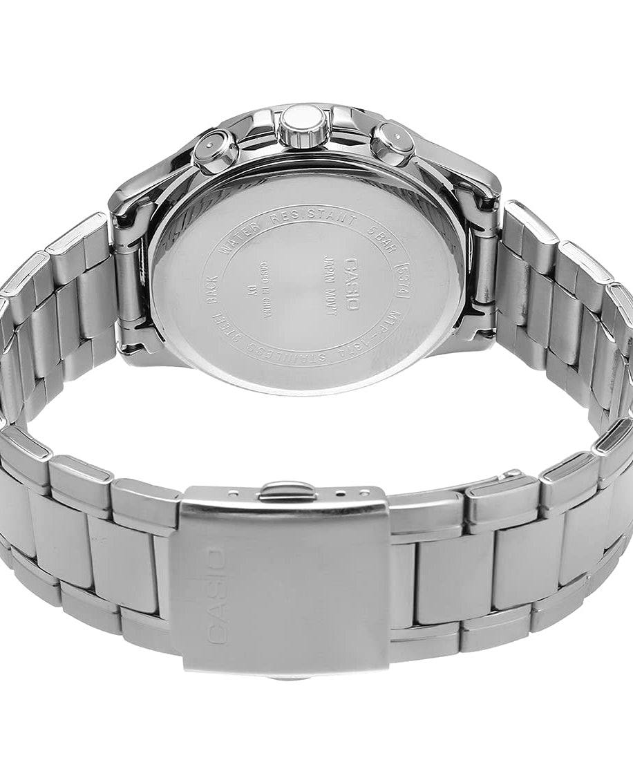 Casio Men's Dial Stainless Steel Band Watch - MTP-1374D-1AVDF
