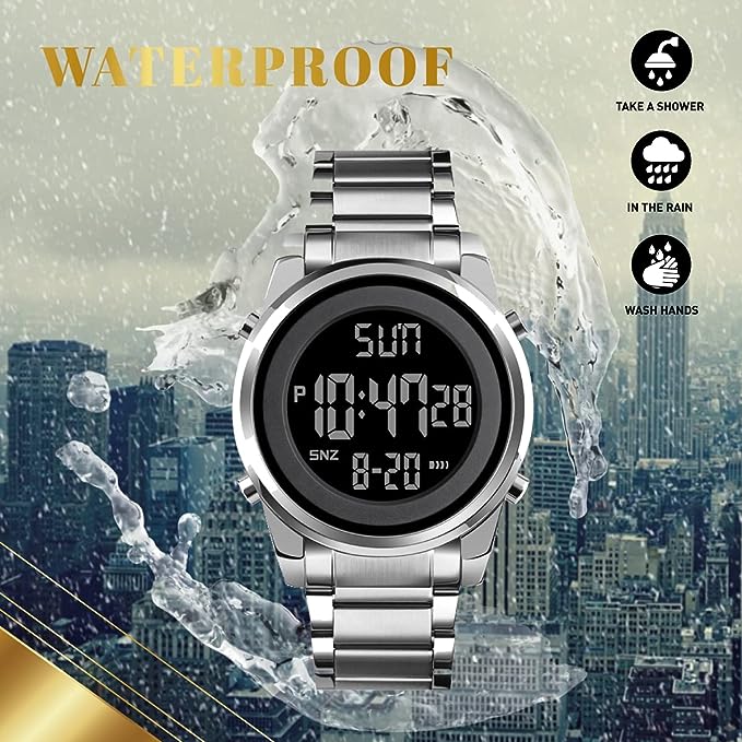 SKMEI Men's Digital Business Watch - 1611 (silver black)