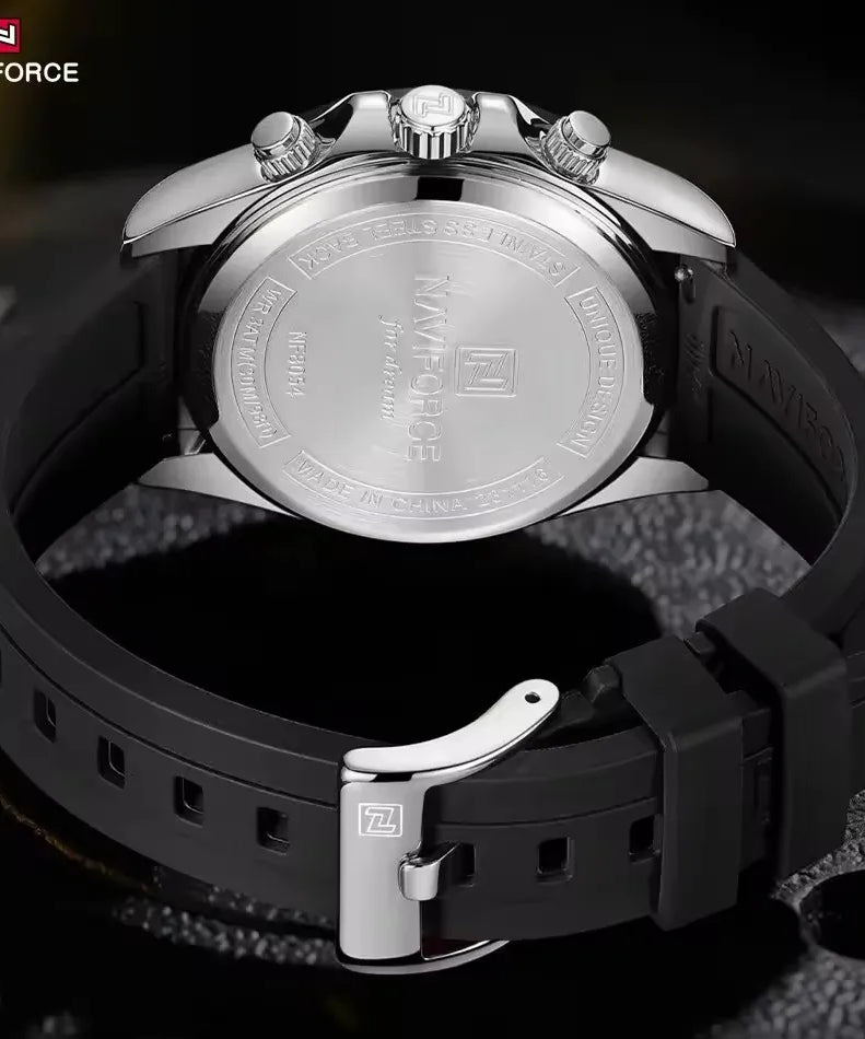 NAVIFORCE NF8054 Watch Quartz Men's Sport Watch Alloy Case Stainless Steel Band Silicon Strap Luxury Chronograph Date Waterproof