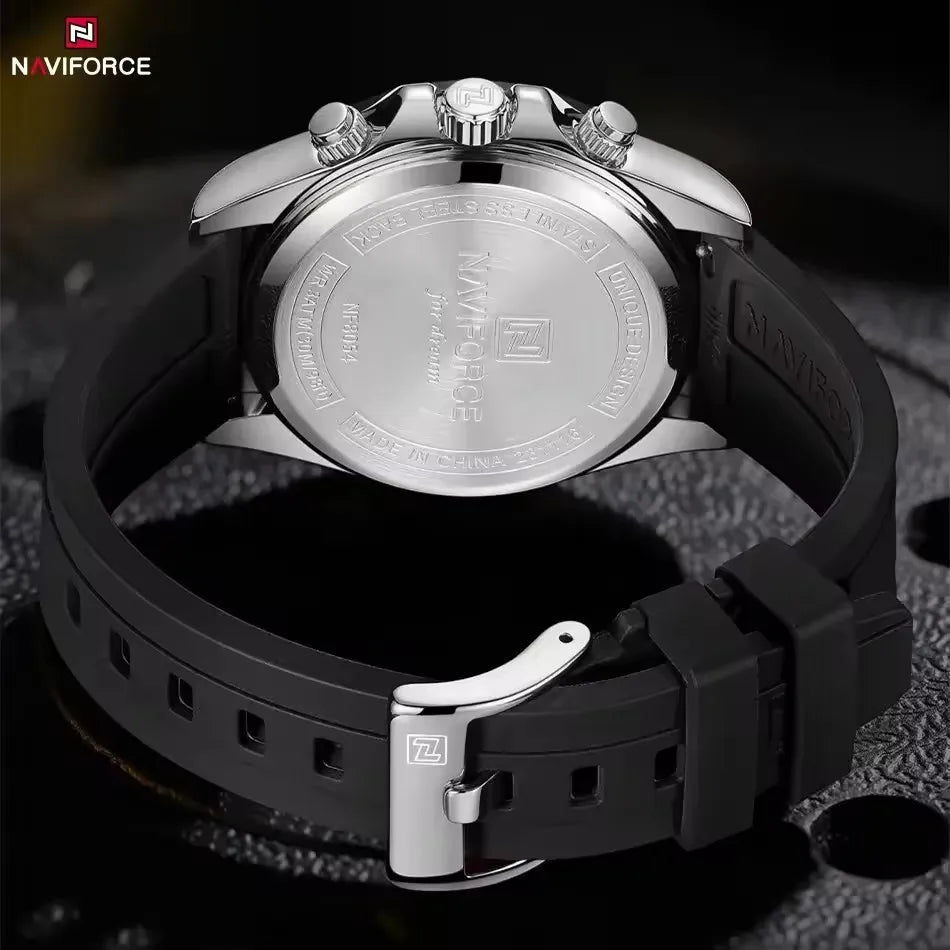 NAVIFORCE NF8054 Watch Quartz Men's Sport Watch Alloy Case Stainless Steel Band Silicon Strap Luxury Chronograph Date Waterproof