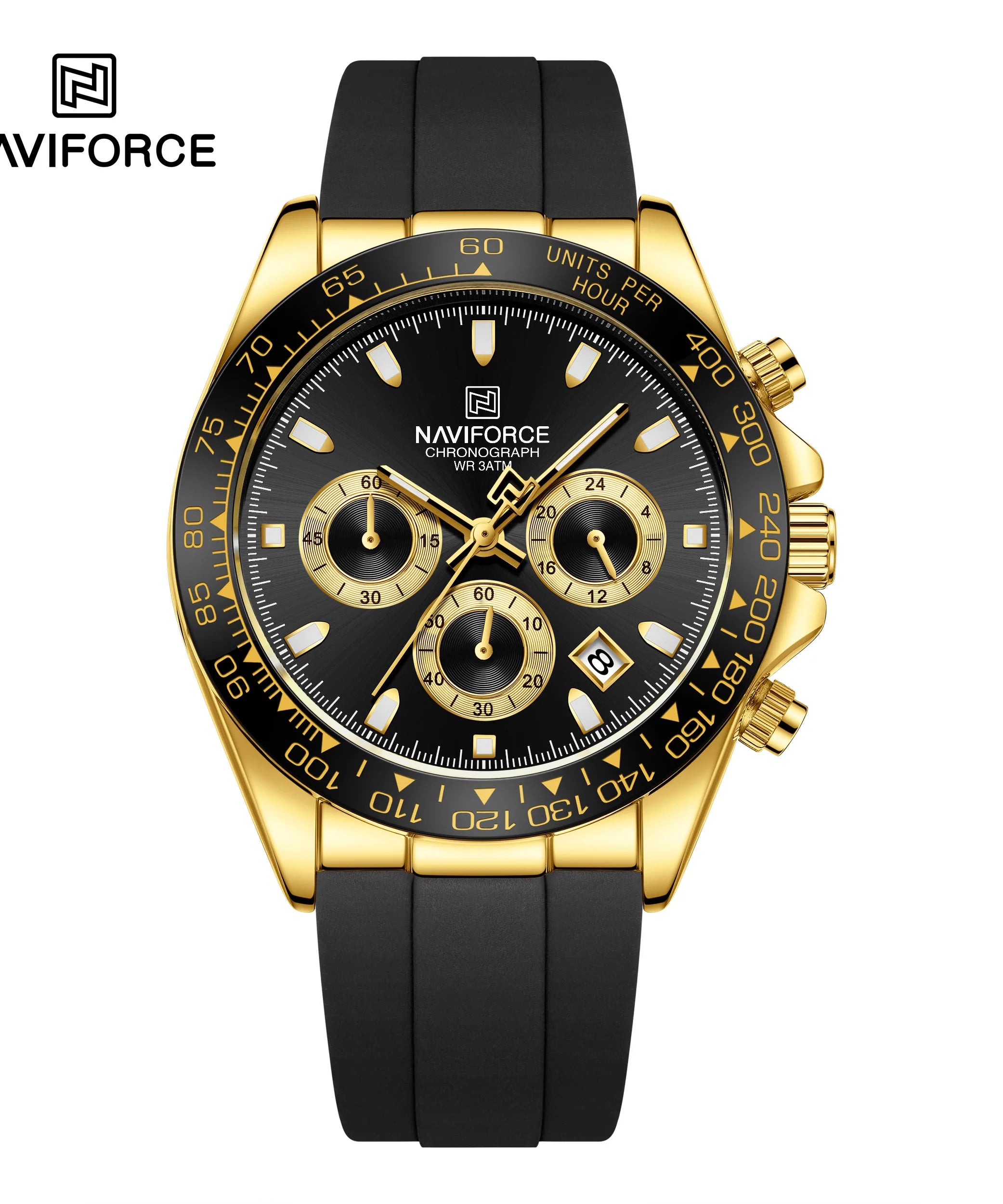 NAVIFORCE NF8054 Watch Quartz Men's Sport Watch Alloy Case Stainless Steel Band Silicon Strap Luxury Chronograph Date Waterproof