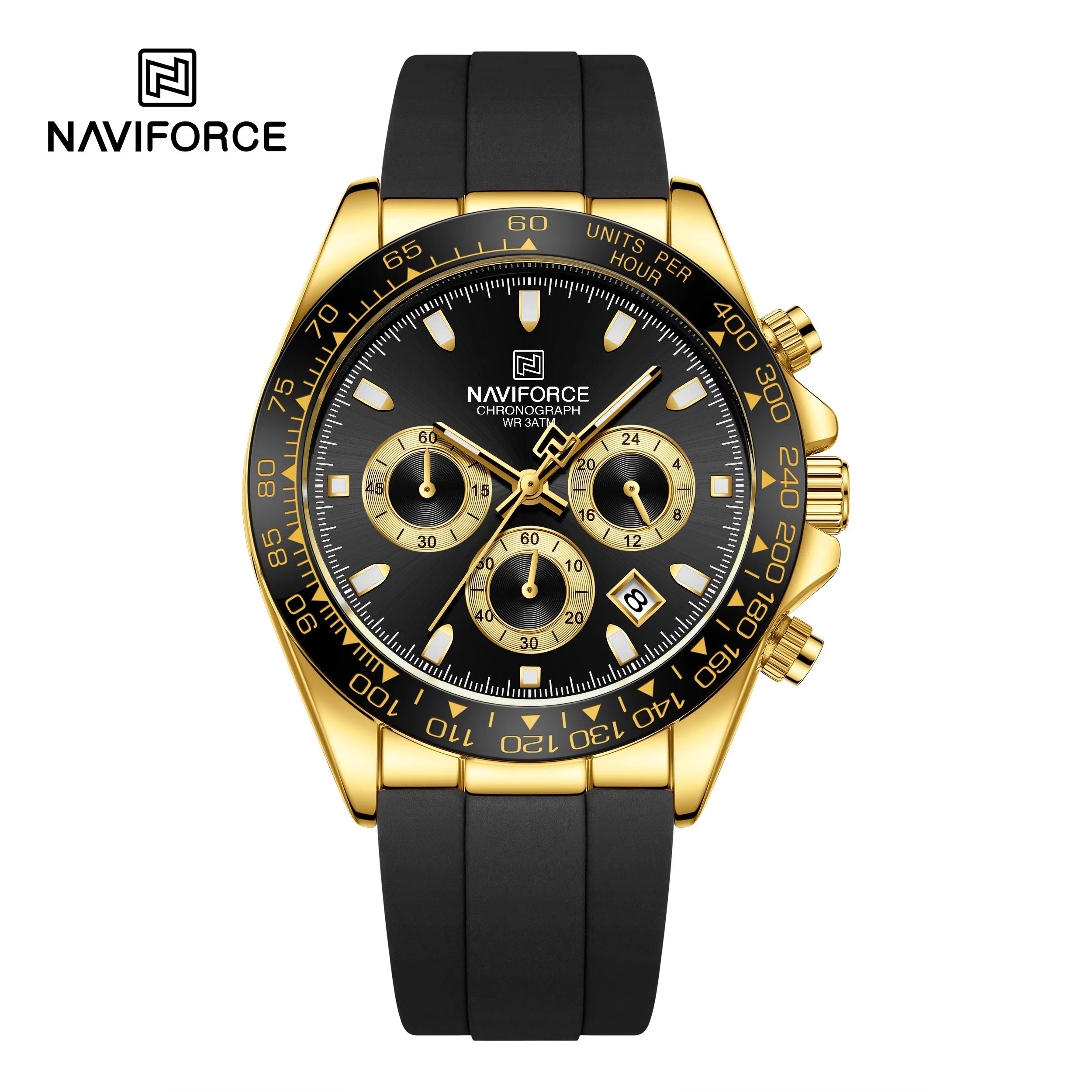 NAVIFORCE NF8054 Watch Quartz Men's Sport Watch Alloy Case Stainless Steel Band Silicon Strap Luxury Chronograph Date Waterproof