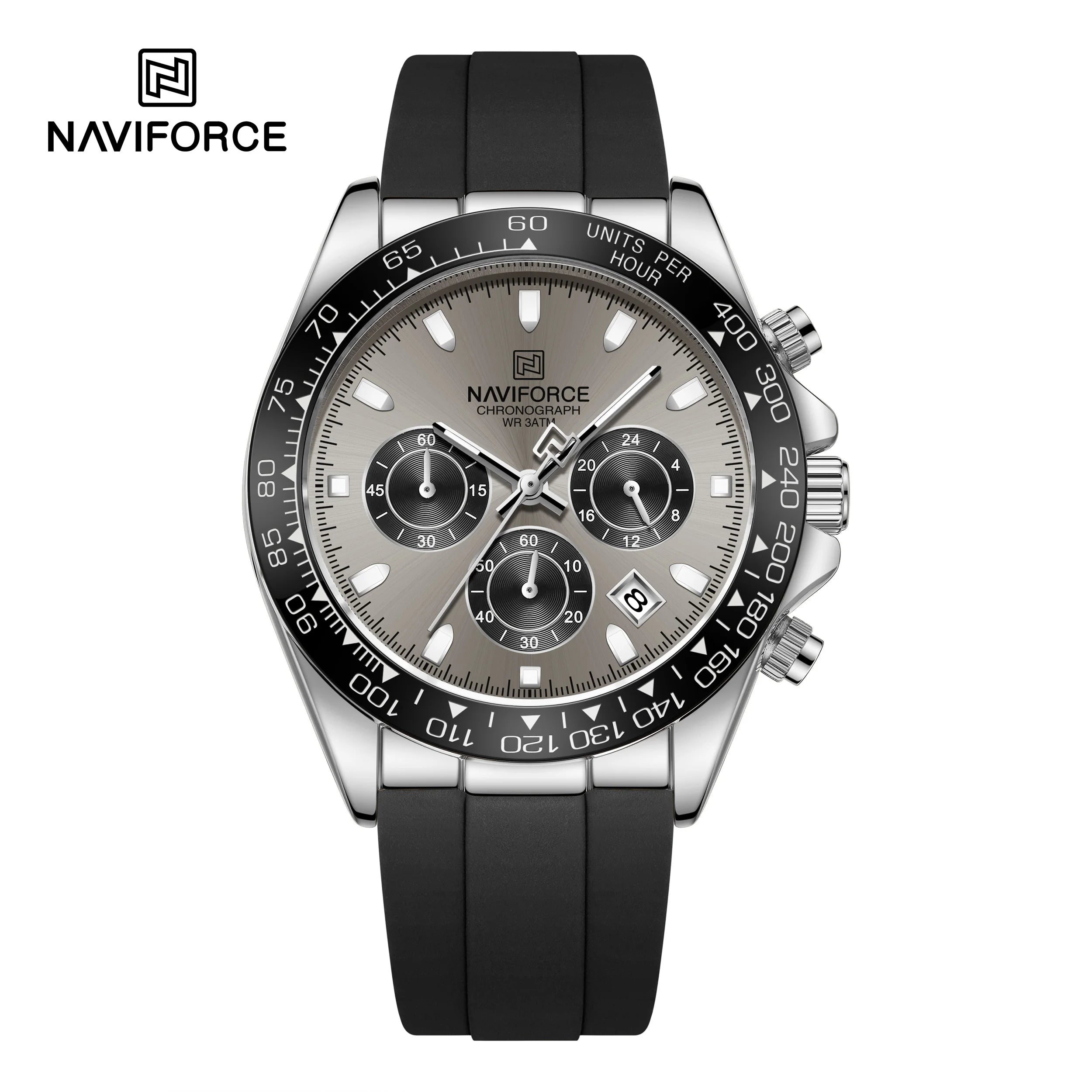NAVIFORCE NF8054 Watch Quartz Men's Sport Watch Alloy Case Stainless Steel Band Silicon Strap Luxury Chronograph Date Waterproof