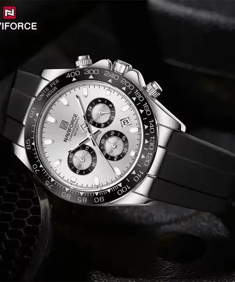 NAVIFORCE NF8054 Watch Quartz Men's Sport Watch Alloy Case Stainless Steel Band Silicon Strap Luxury Chronograph Date Waterproof