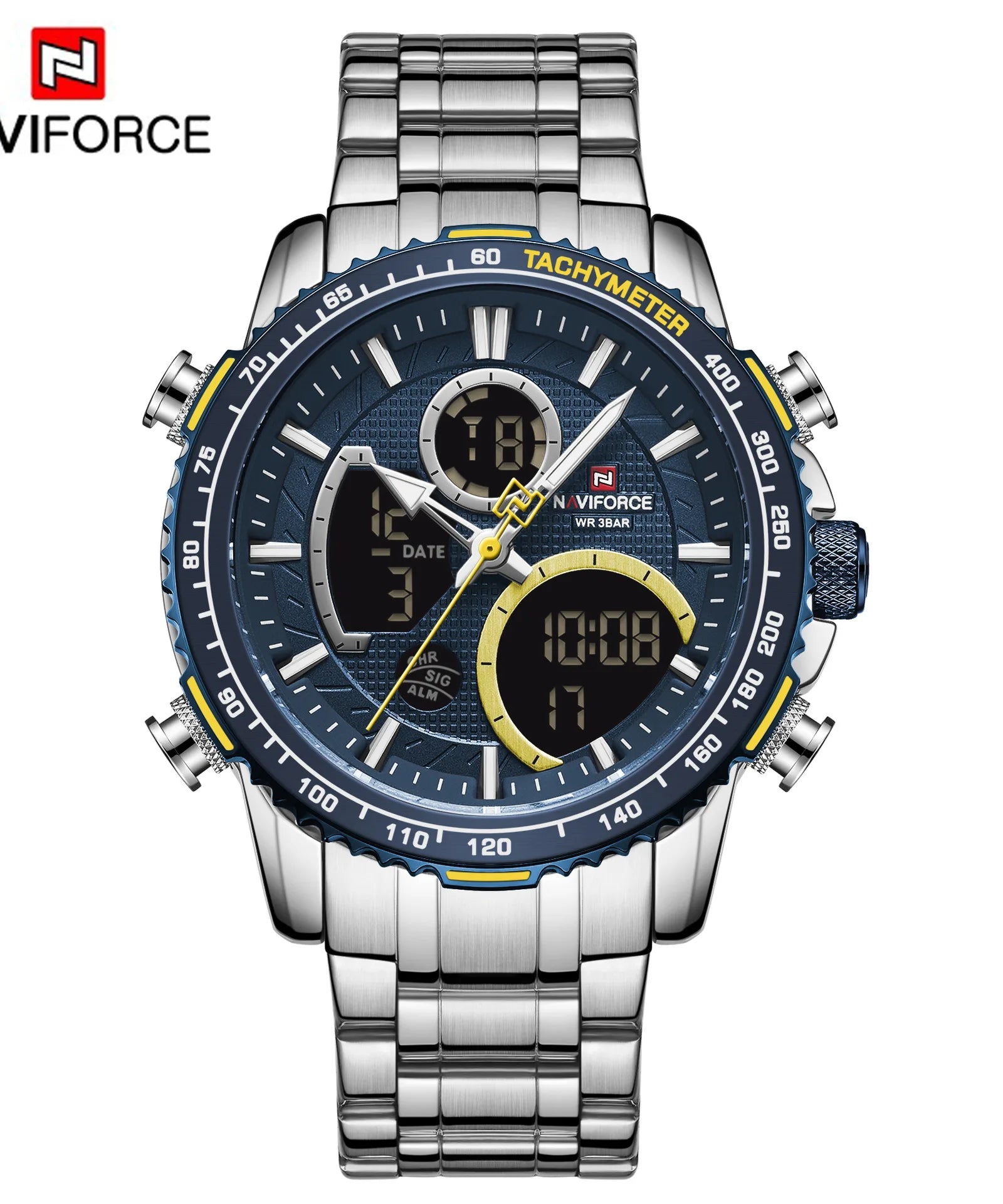 9182 Fashion Men Watch Luxury Sport Watch for Men Chronograph Quartz Wristwatch Waterproof Steel Band Clock