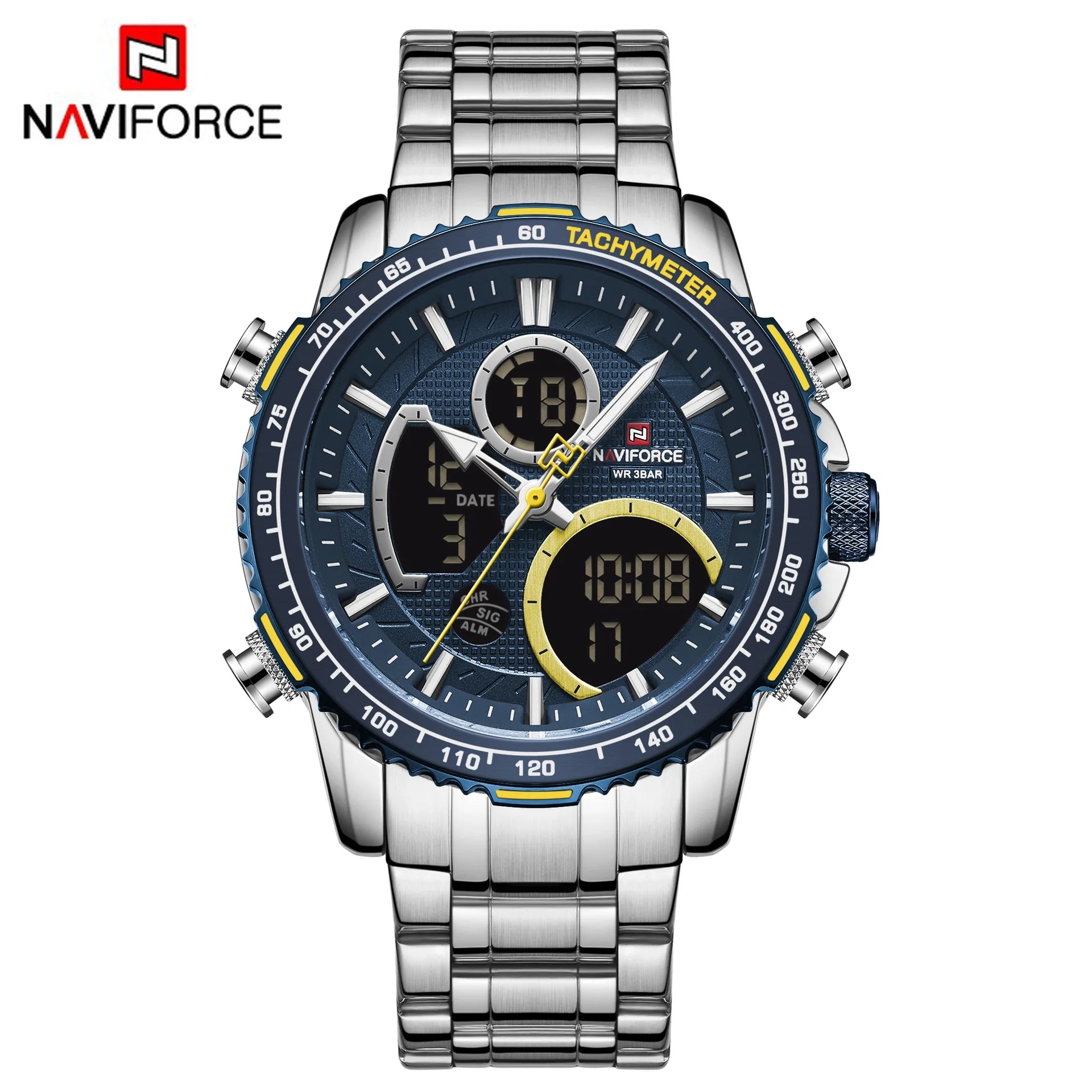 9182 Fashion Men Watch Luxury Sport Watch for Men Chronograph Quartz Wristwatch Waterproof Steel Band Clock