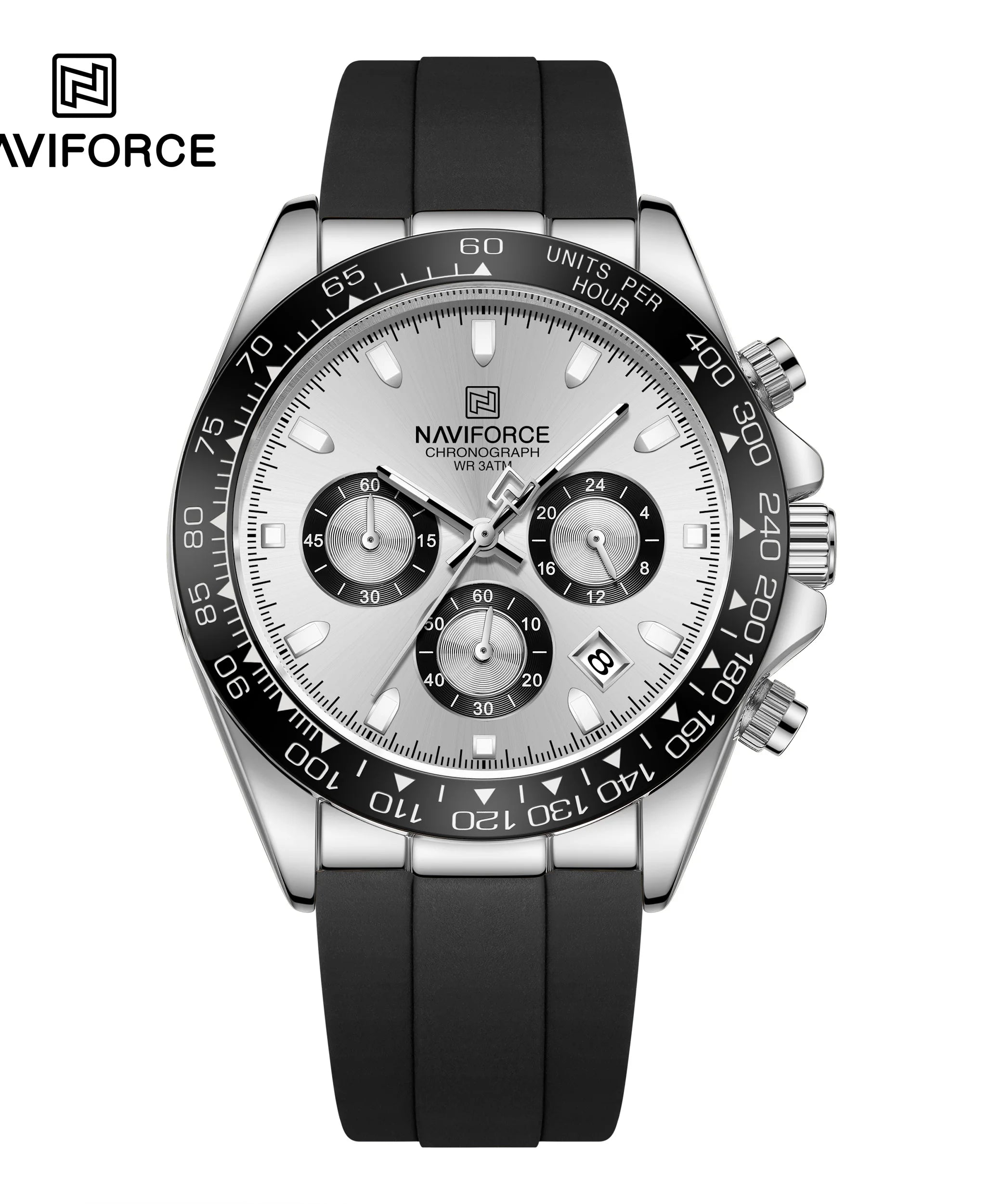 NAVIFORCE NF8054 Watch Quartz Men's Sport Watch Alloy Case Stainless Steel Band Silicon Strap Luxury Chronograph Date Waterproof