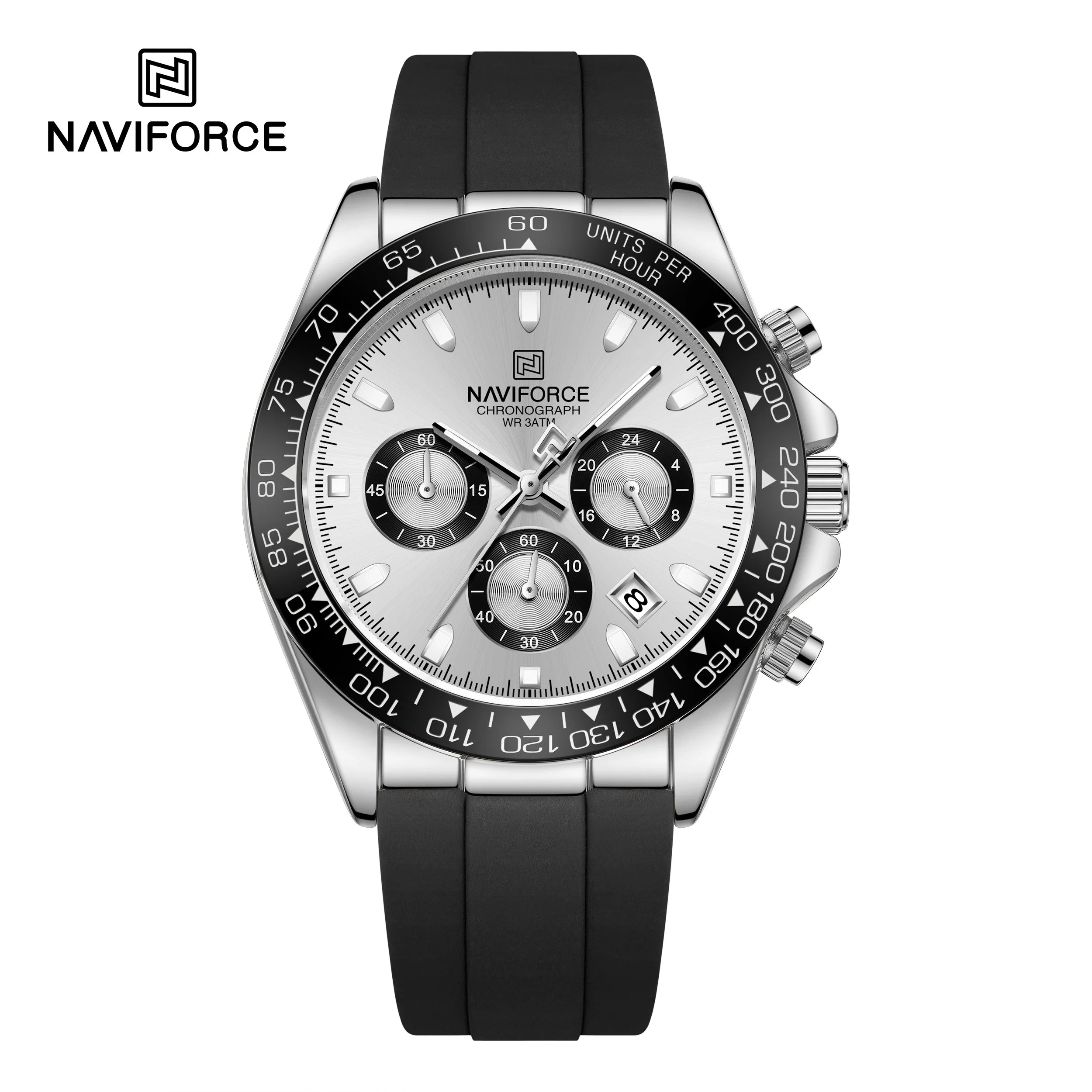 NAVIFORCE NF8054 Watch Quartz Men's Sport Watch Alloy Case Stainless Steel Band Silicon Strap Luxury Chronograph Date Waterproof