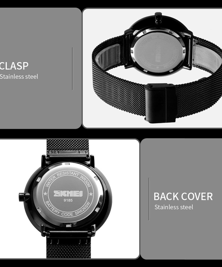 SKMEI Men's Water Resistant Metal Analog Watch 9185 - Black