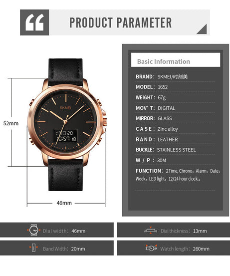 SKMEI Men's 1652 Hot Selling Waterproof Outdoor Sport Wristwatch - 46mm - Rose Gold