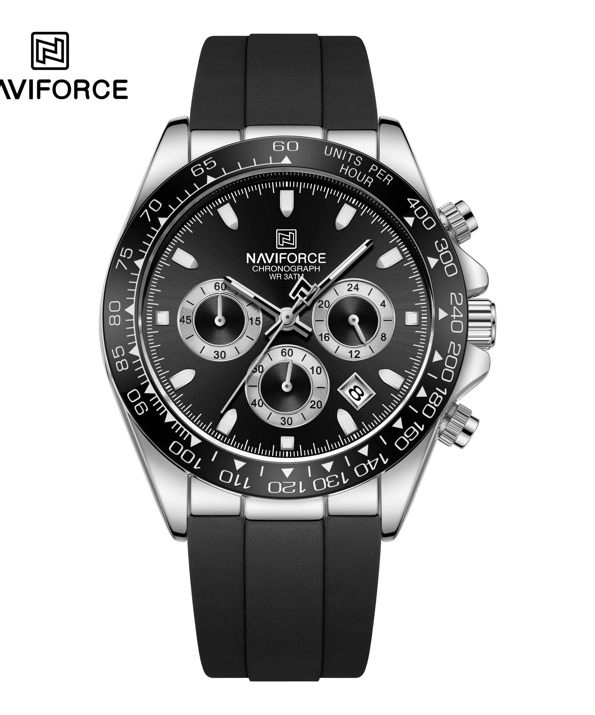 NAVIFORCE NF8054 Watch Quartz Men's Sport Watch Alloy Case Stainless Steel Band Silicon Strap Luxury Chronograph Date Waterproof