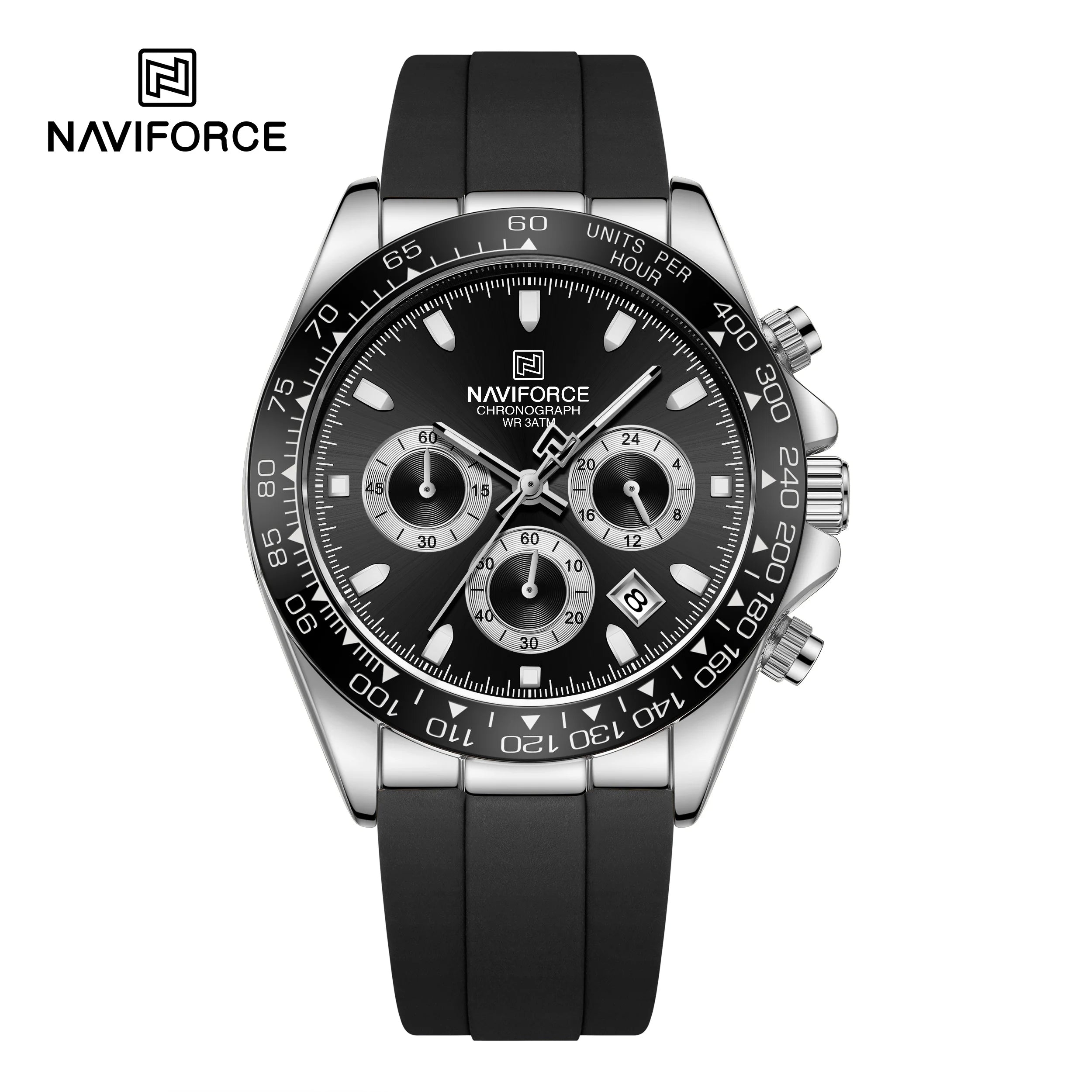 NAVIFORCE NF8054 Watch Quartz Men's Sport Watch Alloy Case Stainless Steel Band Silicon Strap Luxury Chronograph Date Waterproof
