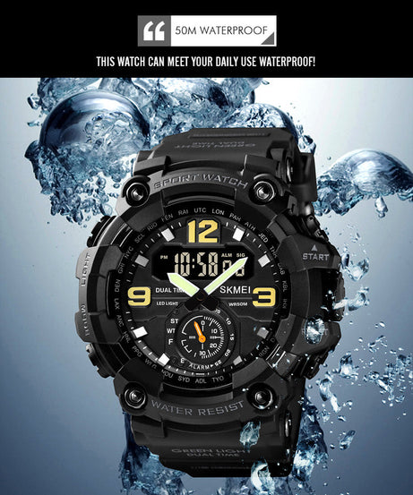 SKMEI Men's Analog Digital Waterproof And Sport Wrist Watch 1637 Black @ ARMY GREEN