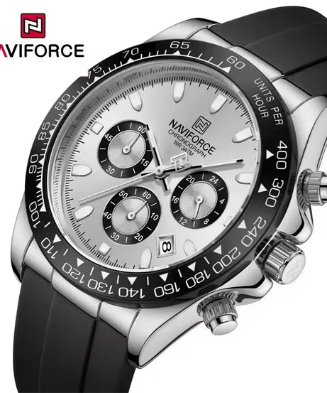 NAVIFORCE NF8054 Watch Quartz Men's Sport Watch Alloy Case Stainless Steel Band Silicon Strap Luxury Chronograph Date Waterproof