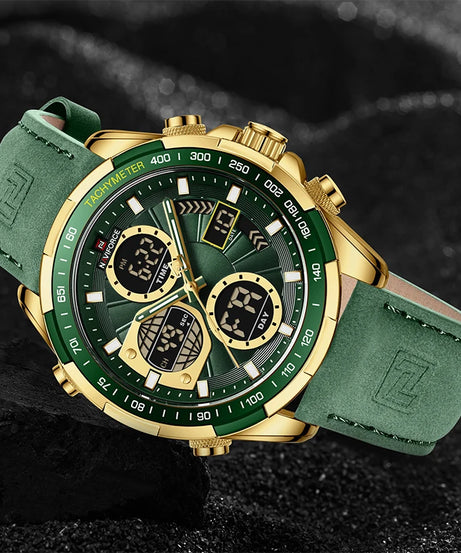 NAVIFORCE NF9197 Watches for Men Leather Mens Military Sport Waterproof Watch Quartz WristWatch Chronograph