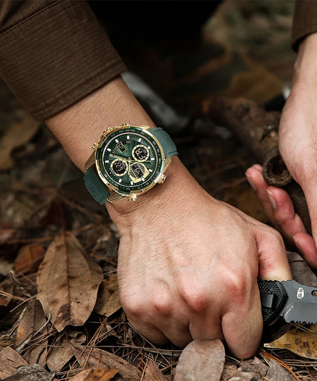 NAVIFORCE NF9197 Watches for Men Leather Mens Military Sport Waterproof Watch Quartz WristWatch Chronograph