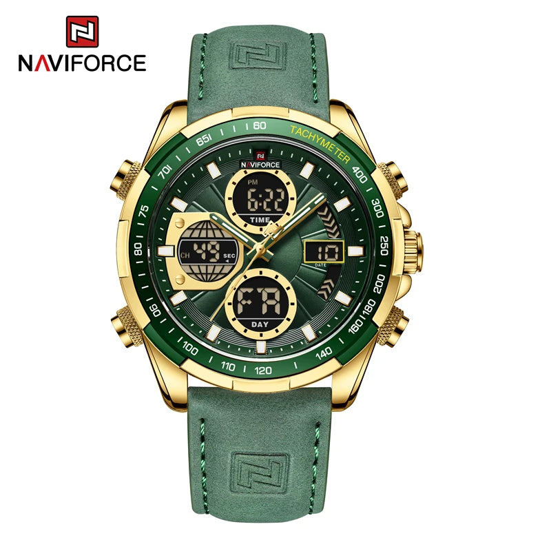 NAVIFORCE NF9197 Watches for Men Leather Mens Military Sport Waterproof Watch Quartz WristWatch Chronograph