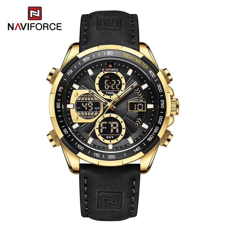 NAVIFORCE NF9197 Watches for Men Leather Mens Military Sport Waterproof Watch Quartz WristWatch Chronograph
