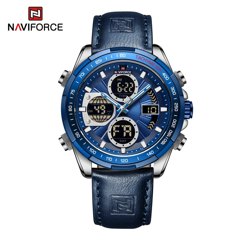 NAVIFORCE NF9197 Watches for Men Leather Mens Military Sport Waterproof Watch Quartz WristWatch Chronograph