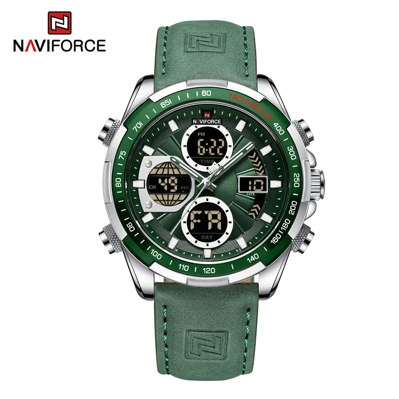 NAVIFORCE NF9197 Watches for Men Leather Mens Military Sport Waterproof Watch Quartz WristWatch Chronograph