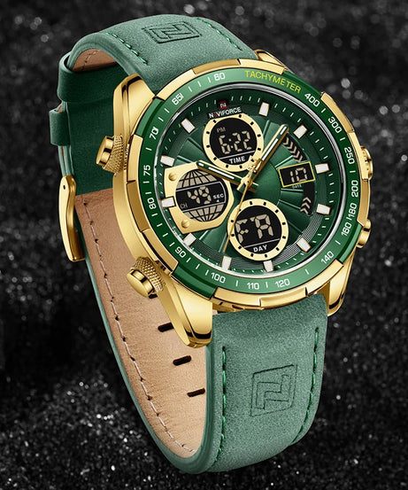 NAVIFORCE NF9197 Watches for Men Leather Mens Military Sport Waterproof Watch Quartz WristWatch Chronograph